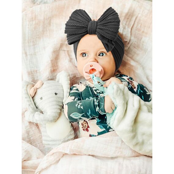 DRESHOW Stirnband Baby Mädchen Dehnbare Nylon Stirnbänder Handgefertigte Schleife Haarband for Neugeborene Kleinkinder Kinder 3 Stück