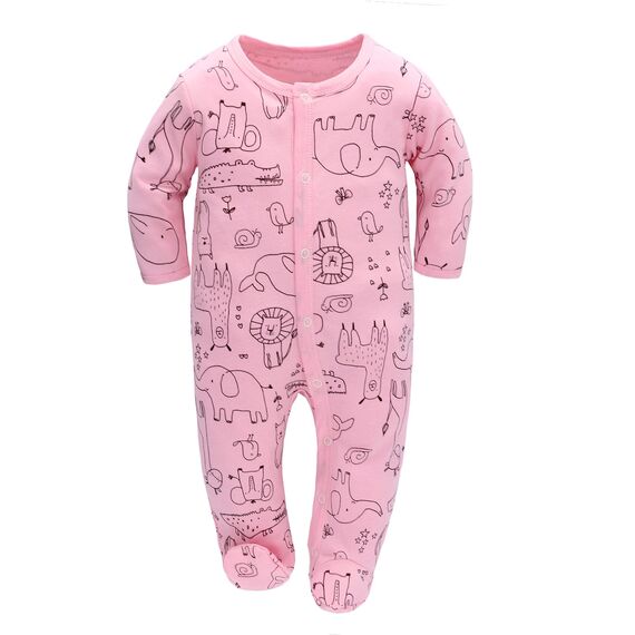Schlafstrampler Baby Junge Maedchen 3er Unisex Pyjamas Baumwolle Strampler Jumpsuits Langarm Spieler Babykleidung mit 0-6 Monate