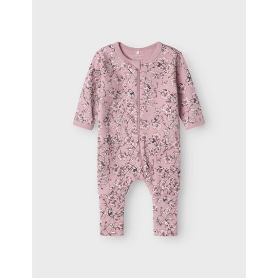 Name IT Baby - Mädchen Nbfnightsuit 2p Zip Ff Grape Flower Noos Schlafanzug, Grape Shake, 92 EU