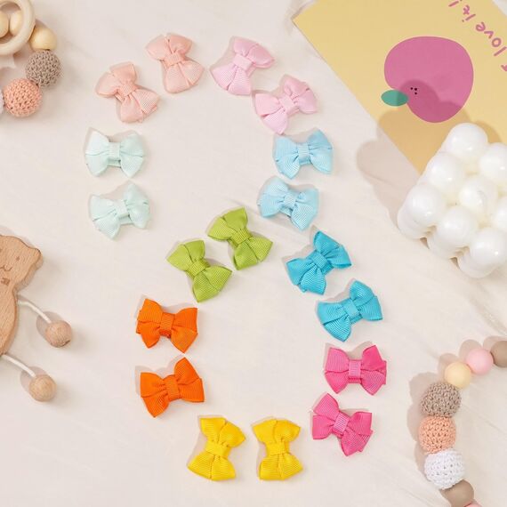 MiDoDo Baby Mädchen Haarschleifen 20 Farben 40 Stück Babybügen Haarstifte Kleine 1,37" Haarbögen Alligator Clips für Mädchen Säuglinge Kleinkinder