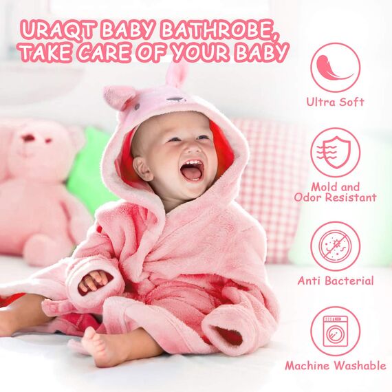 URAQT Kapuzenhandtuch Baby, Baby Kleinkinder Kids Bademantel mit Kapuze, Kapuzenbademantel Niedlichen, Einheitsgröße, Rosa