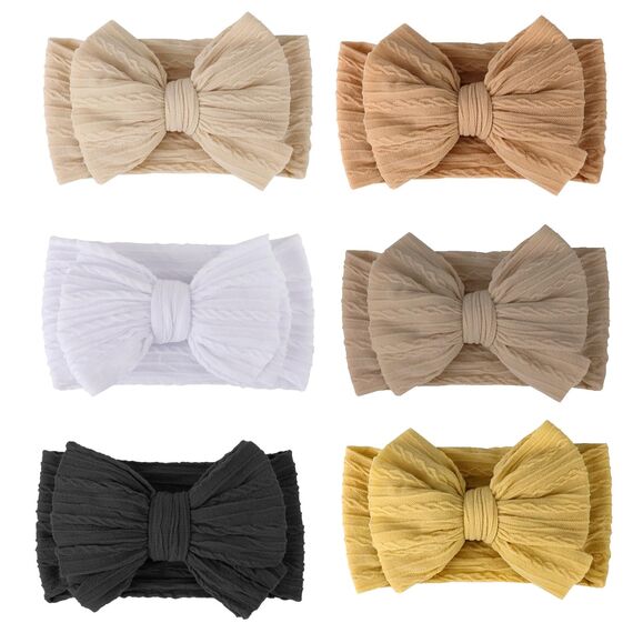 3 Stück Baby Turban Stirnband Baby Mädchen Nylon Stirnbänder Schleife Stirnband Weiche Schleife Kopfbedeckung Elastische Haarbänder für Neugeborene, Kleinkinder (6pcs Weiß, eine Größe)