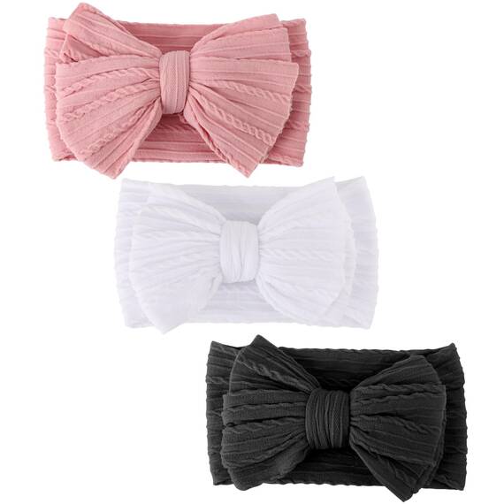 DRESHOW Stirnband Baby Mädchen Dehnbare Nylon Stirnbänder Handgefertigte Schleife Haarband for Neugeborene Kleinkinder Kinder 3 Stück