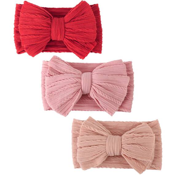 DRESHOW Stirnband Baby Mädchen Dehnbare Nylon Stirnbänder Handgefertigte Schleife Haarband for Neugeborene Kleinkinder Kinder 3 Stück