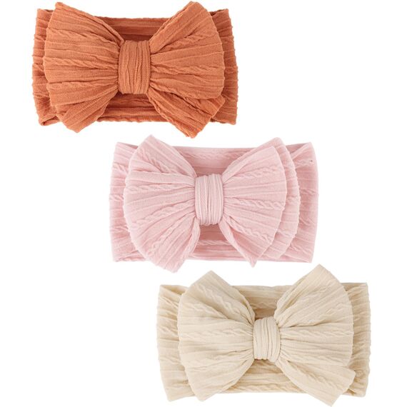 DRESHOW Stirnband Baby Mädchen Dehnbare Nylon Stirnbänder Handgefertigte Schleife Haarband for Neugeborene Kleinkinder Kinder 3 Stück