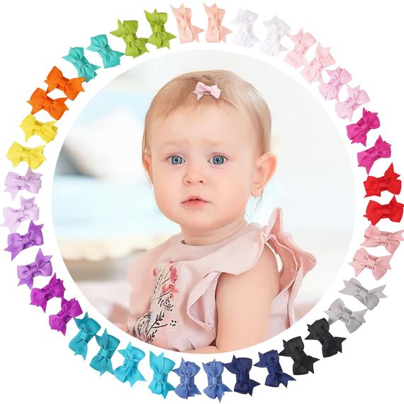 MiDoDo 1.4 Zoll 40pcs Baby Mädchen Haarspangen, Voll gefütterte Haarspangen für Babys Kinder Kleinkinder Geschenke in Paaren