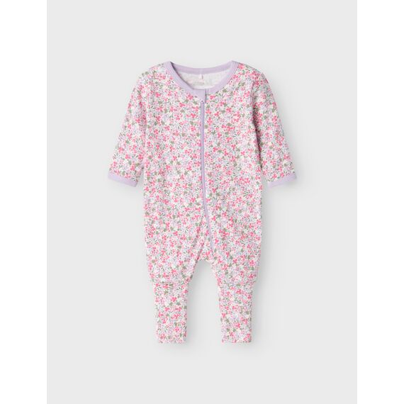 Name IT Baby - Mädchen Nbfnightsuit 2p Zip Ff Petit Flower Noos Schlafanzug, Pastel Lilac, 104 EU
