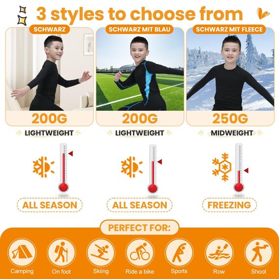 Leeboom Thermounterwäsche Kinder Fußball Thermohose Funktionswäsche Kinder Atmungsaktiv Skiunterwäsche Thermounterwäsche Sport Schnell Trockend Sportunterwäsche Fussball Unterwäsche