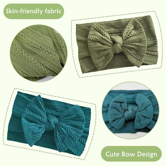 2 Stücke Baby Stirnbänder Neugeborene Turban Stirnband Baby Mädchen Schleifen Weiche Schleife Kopfbedeckung Elastische Haarbänder für Kleinkinder Neugeborene