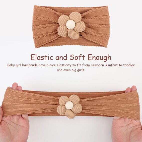 DRESHOW Stirnband Baby Mädchen Dehnbare Nylon Stirnbänder Handgefertigte Blumen Haarband for Neugeborene Kleinkinder Kinder 3 Stück