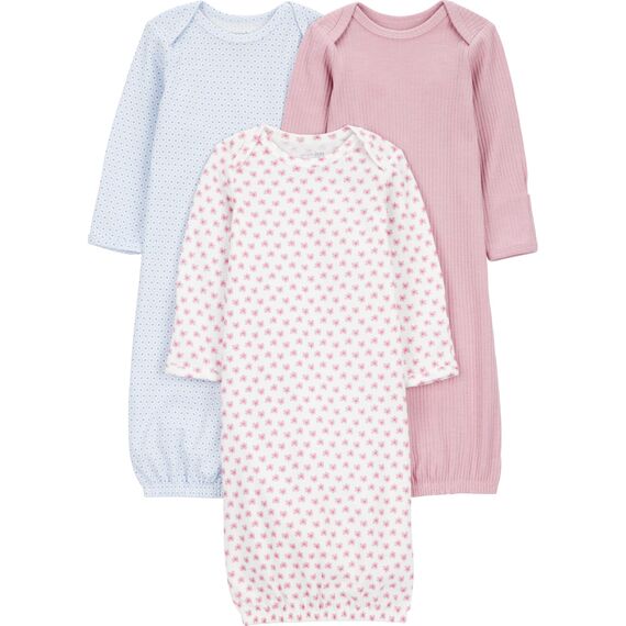 Simple Joys by Carter's Baby-Mädchen-Schlafmantel, Baumwolle, 3 Stück, Mauve Floral Blue, 3 Months