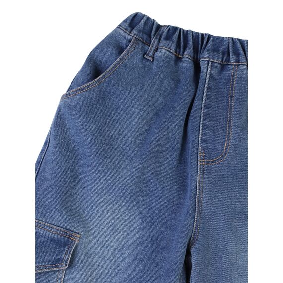 CAMLAKEE Cargohose Jungen Jogginghose Kinder Cargo Hosen Jungs Arbeitshose mit Elastischem Bund Denim DE: 140-146 (Herstellergröße 140)