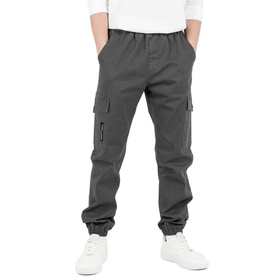 CAMLAKEE Cargohose Jungen Jogginghose Kinder Cargo Hosen Jungs Arbeitshose mit Elastischem Bund Grau DE: 140-146 (Herstellergröße 140)