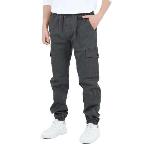 CAMLAKEE Cargohose Jungen Jogginghose Kinder Cargo Hosen Jungs Arbeitshose mit Elastischem Bund Grau DE: 158-164 (Herstellergröße 160)
