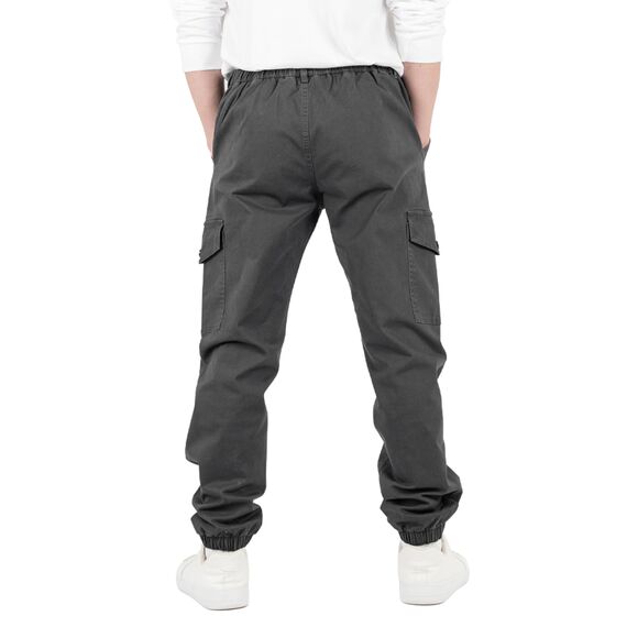 CAMLAKEE Cargohose Jungen Jogginghose Kinder Cargo Hosen Jungs Arbeitshose mit Elastischem Bund Grau DE: 140-146 (Herstellergröße 140)