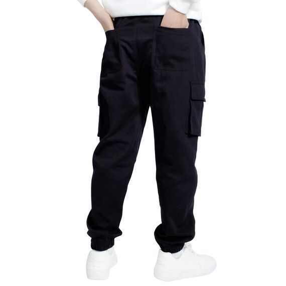 LAUSONS Hosen für Jungen Cargohose Kinder Hose Cargo Jogginghose Freizeithose mit Gummizug Schwarz 152-158 (Herstellergröße 150)