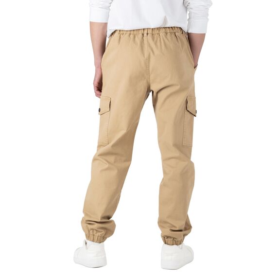 CAMLAKEE Cargohose Jungen Jogginghose Kinder Cargo Hosen Jungs Arbeitshose mit Elastischem Bund Beige DE: 158-164 (Herstellergröße 160)