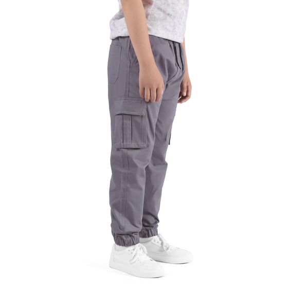 NATUST Jungen Cargohose Kinder Freizeithose Jogginghose Jungs Cargo Hose mit Elastischem Bund Grau 128-134