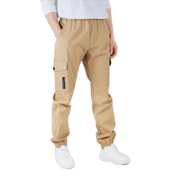 CAMLAKEE Cargohose Jungen Jogginghose Kinder Cargo Hosen Jungs Arbeitshose mit Elastischem Bund Beige DE: 170-176 (Herstellergröße 180)