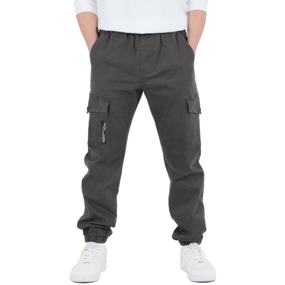 CAMLAKEE Cargohose Jungen Jogginghose Kinder Cargo Hosen Jungs Arbeitshose mit Elastischem Bund Grau DE: 140-146 (Herstellergröße 140)