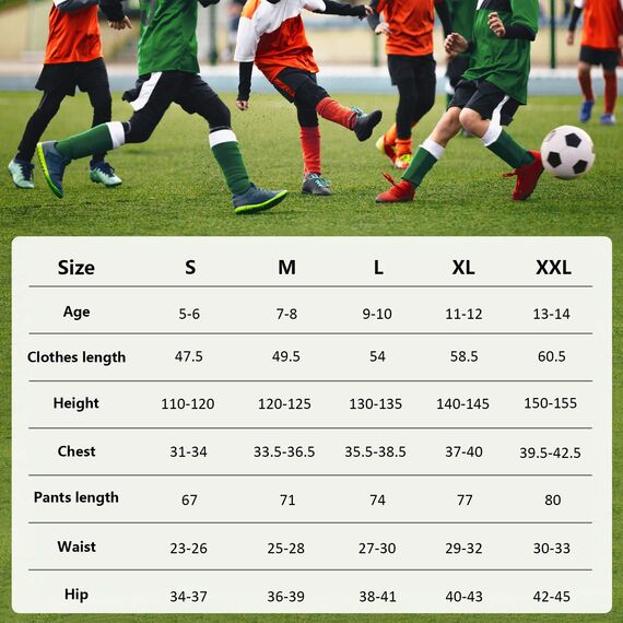Leeboom Thermounterwäsche Kinder Fussball Skiunterwäsche Kinder Atmungsaktiv Funktionsunterwäsche Schnelltrocknend für Training Skifahren Radsport (Oberteil + Hose)
