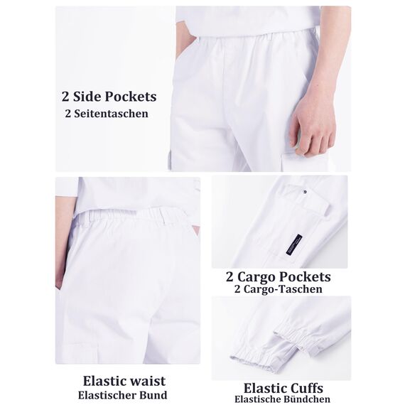 CAMLAKEE Cargohose Jungen Jogginghose Kinder Cargo Hosen Jungs Arbeitshose mit Elastischem Bund Wei?DE: 128-134 (Herstellergröße 130)
