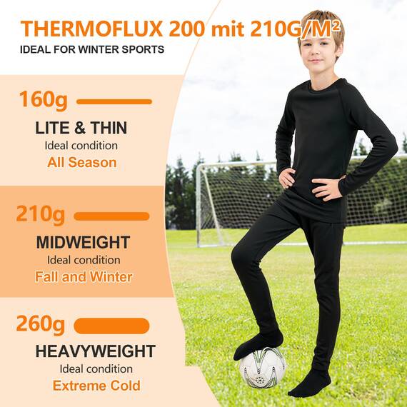 Homord Thermounterwäsche Kinder, Skiunterwäsche Funktionsunterwäsche für Ski,Fussball,Sport - Thermo Unterwäsche Set für Jungen und Mädchen Lange Atmungsaktiv Sportunterwäsche für 6-14 Jahre kids