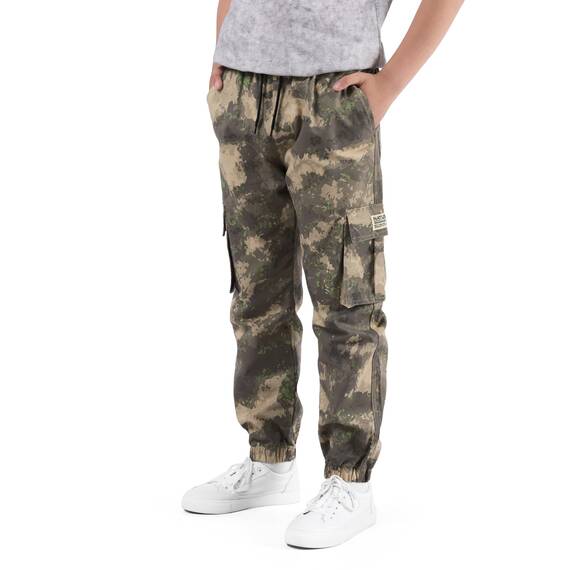 NATUST Jungen Cargohose Kinder Freizeithose Jogginghose Jungs Cargo Hose mit Elastischem Bund Wüstengelb 128-134 (Herstellergröße: 130)