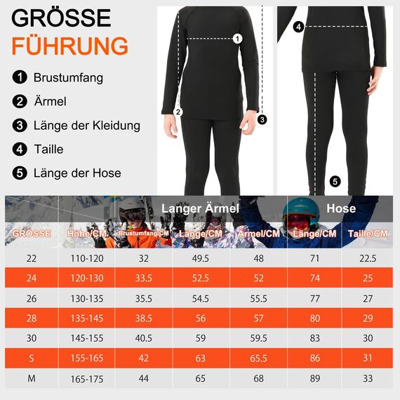 DreiWasser Thermounterwäsche Kinder Skiunterwäsche Winter Set Kinder Atmungsaktiv Funktionswäsche Set Fußball Junge Sportunterwäsche Sets für Training Skifahren Radsport Thermounterhose für Kind