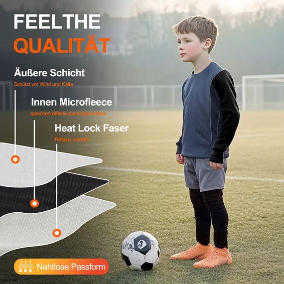 DreiWasser Thermounterwäsche Kinder Skiunterwäsche Winter Set Kinder Atmungsaktiv Funktionswäsche Set Fußball Junge Sportunterwäsche Sets für Training Skifahren Radsport Thermounterhose für Kind