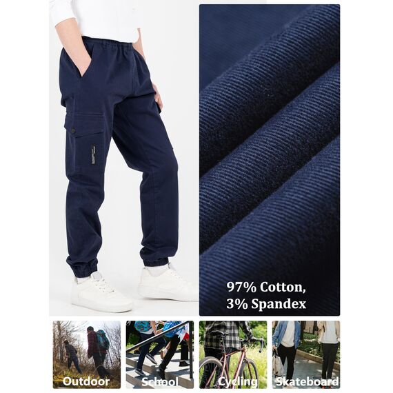 CAMLAKEE Cargohose Jungen Jogginghose Kinder Cargo Hosen Jungs Arbeitshose mit Elastischem Bund Navy DE: 164-170 (Herstellergröße 170)