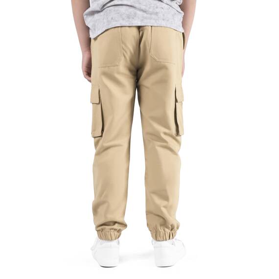NATUST Jungen Cargohose Kinder Freizeithose Jogginghose Jungs Cargo Hose mit Elastischem Bund Khaki 170/176