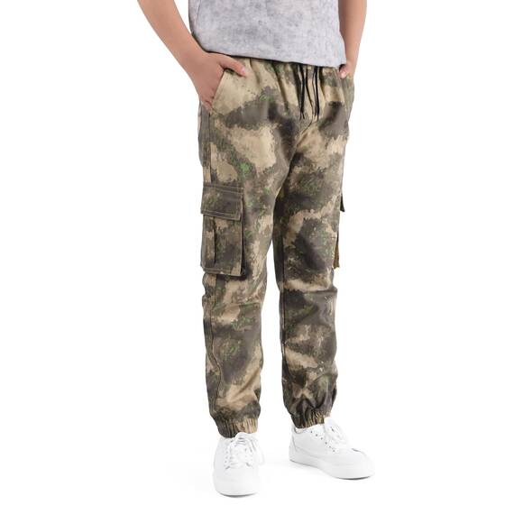 NATUST Jungen Cargohose Kinder Freizeithose Jogginghose Jungs Cargo Hose mit Elastischem Bund Wüstengelb 158-164 (Herstellergröße: 160)