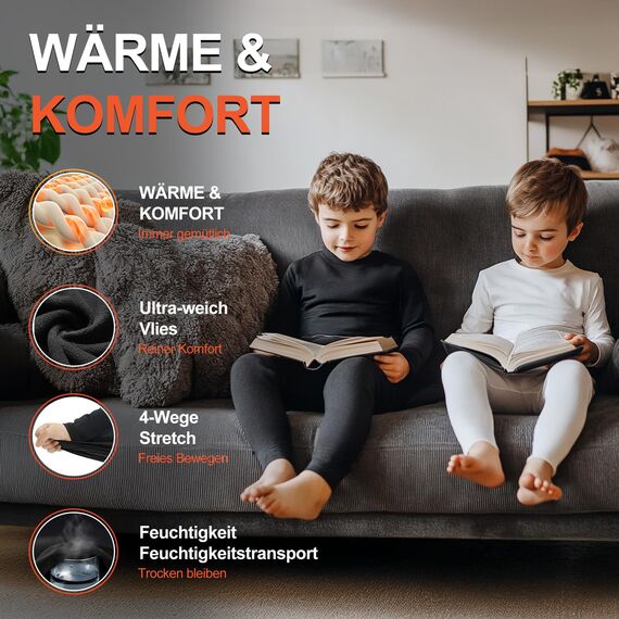 DreiWasser Thermounterwäsche Kinder Skiunterwäsche Winter Set Kinder Atmungsaktiv Funktionswäsche Set Fußball Junge Sportunterwäsche Sets für Training Skifahren Radsport Thermounterhose für Kind