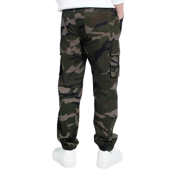 LAUSONS Hosen für Jungen Cargohose Kinder Hose Cargo Jogginghose Freizeithose mit Gummizug Armeegrün 140-146 (Herstellergröße 140)