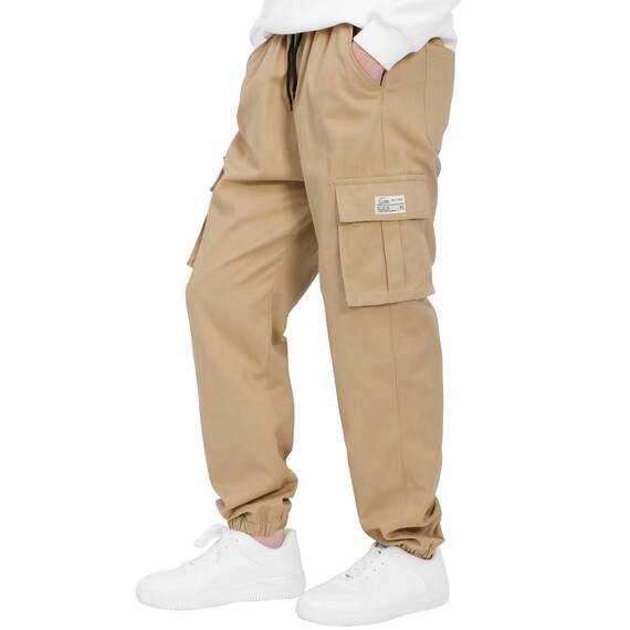 LAUSONS Hosen für Jungen Cargohose Kinder Hose Cargo Jogginghose Freizeithose mit Gummizug Khaki 158-164 (Herstellergröße 160)