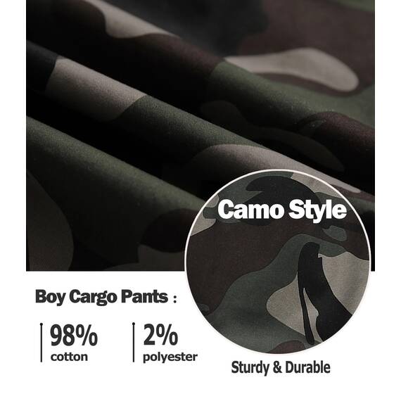 LAUSONS Hosen für Jungen Cargohose Kinder Hose Cargo Jogginghose Freizeithose mit Gummizug Armeegrün 164-170 (Herstellergröße 170)