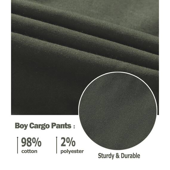 LAUSONS Hosen für Jungen Cargohose Kinder Hose Cargo Jogginghose Freizeithose mit Gummizug Grün 134-140 (Herstellergröße 130)