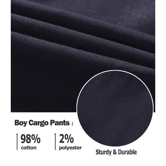 LAUSONS Hosen für Jungen Cargohose Kinder Hose Cargo Jogginghose Freizeithose mit Gummizug Dunkelblau 158-164 (Herstellergröße 160)
