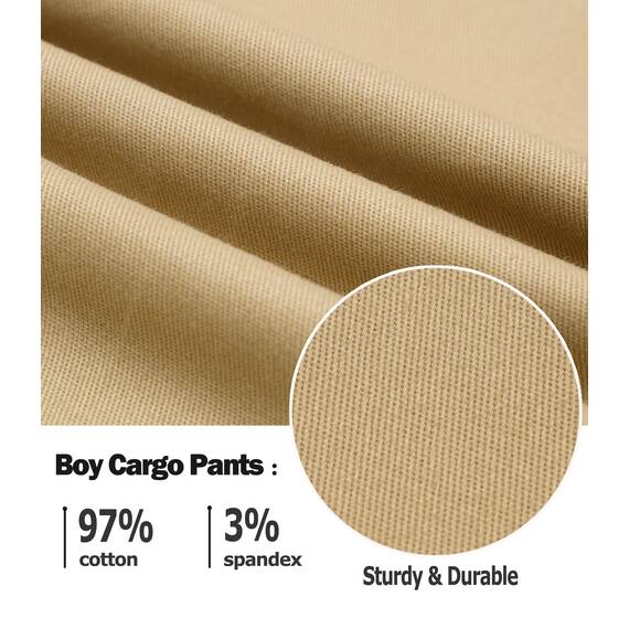 LAUSONS Hosen für Jungen Cargohose Kinder Hose Cargo Jogginghose Freizeithose mit Gummizug Khaki 140-146 (Herstellergröße 140)