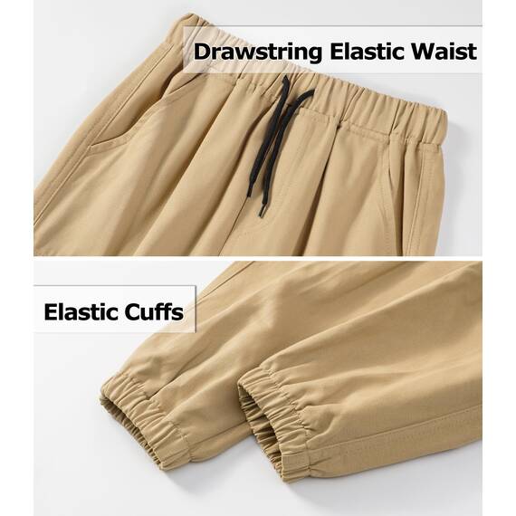 LAUSONS Hosen für Jungen Cargohose Kinder Hose Cargo Jogginghose Freizeithose mit Gummizug Khaki 134-140 (Herstellergröße 130)