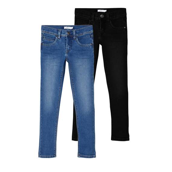 NAME IT Jungen NKMSILAS XSLIM Jeans 2002-TX, Black/W. MEDIUM Blue Denim, 110