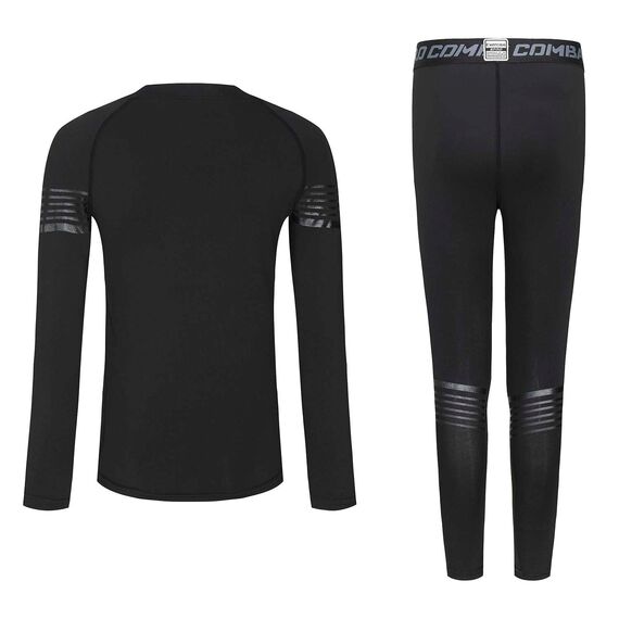 Echinodon Sportunterwäsche Kinder Fußball Jungen Mädchen Schnelltrockend Funktionsunterwäsche Kompressionsunterwäsche Set für Fitness Running Fußballtraining Basketball Radsport A-Schwarz S
