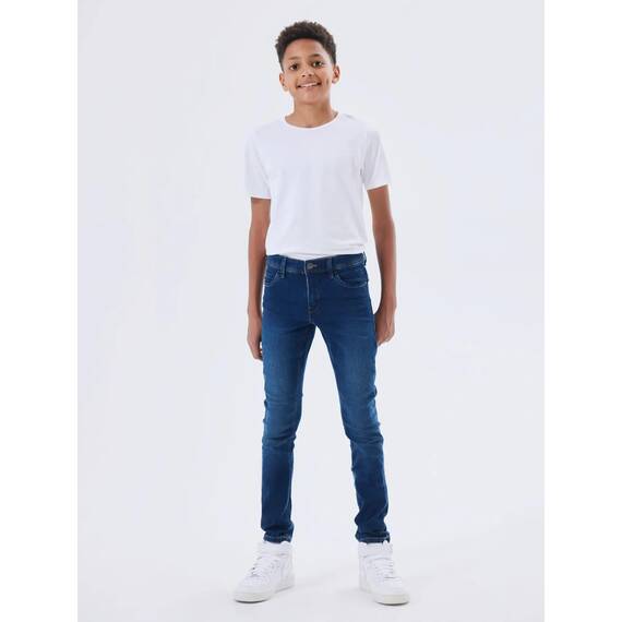 NAME IT Jungen NKMSILAS XSLIM Jeans 2002-TX, Dark Blue Denim/Medium Grey Denim, 134