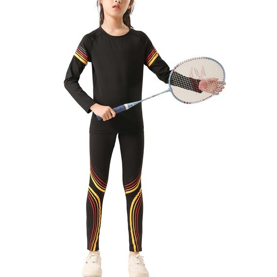Echinodon Sportunterwäsche Kinder Fußball Jungen Mädchen Schnelltrockend Funktionsunterwäsche Kompressionsunterwäsche Set für Fitness Running Fußballtraining Basketball Radsport A-Bunt 22