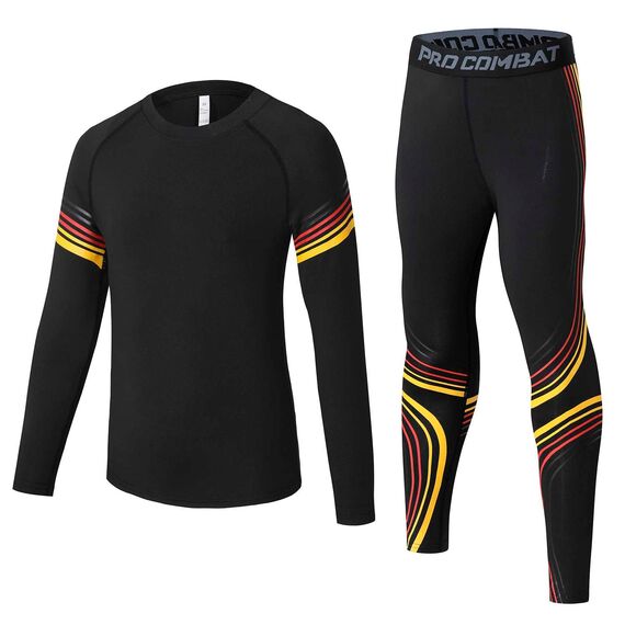 Echinodon Sportunterwäsche Kinder Fußball Jungen Mädchen Schnelltrockend Funktionsunterwäsche Kompressionsunterwäsche Set für Fitness Running Fußballtraining Basketball Radsport A-Bunt 30