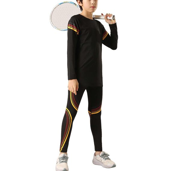 Echinodon Sportunterwäsche Kinder Fußball Jungen Mädchen Schnelltrockend Funktionsunterwäsche Kompressionsunterwäsche Set für Fitness Running Fußballtraining Basketball Radsport A-Bunt 28