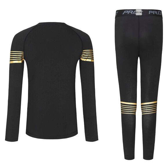 Echinodon Sportunterwäsche Kinder Fußball Jungen Mädchen Schnelltrockend Funktionsunterwäsche Kompressionsunterwäsche Set für Fitness Running Fußballtraining Basketball Radsport A-Golden M