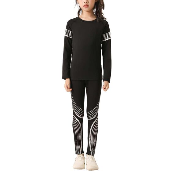 Echinodon Sportunterwäsche Kinder Fußball Jungen Mädchen Schnelltrockend Funktionsunterwäsche Kompressionsunterwäsche Set für Fitness Running Fußballtraining Basketball Radsport A-Silber 22