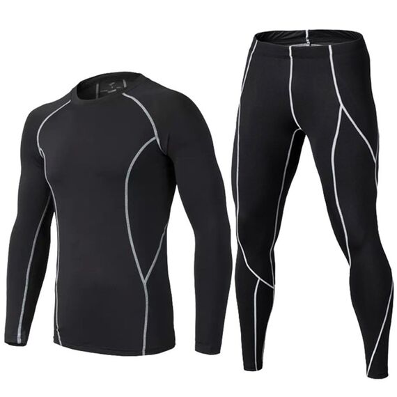 Echinodon Kinder Sportunterwäsche Fußball Junge Kompressionsshirt + Kompressionshose Kompressionsunterwäsche Set Funktionsunterwaesche Set für Running Training Radsport (Grau, 176)